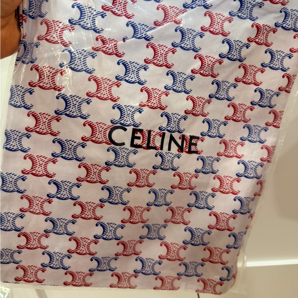 Celine Triomphe Blue and Red Cotton Tote - Novelty item - NIB - Picture 4 of 4